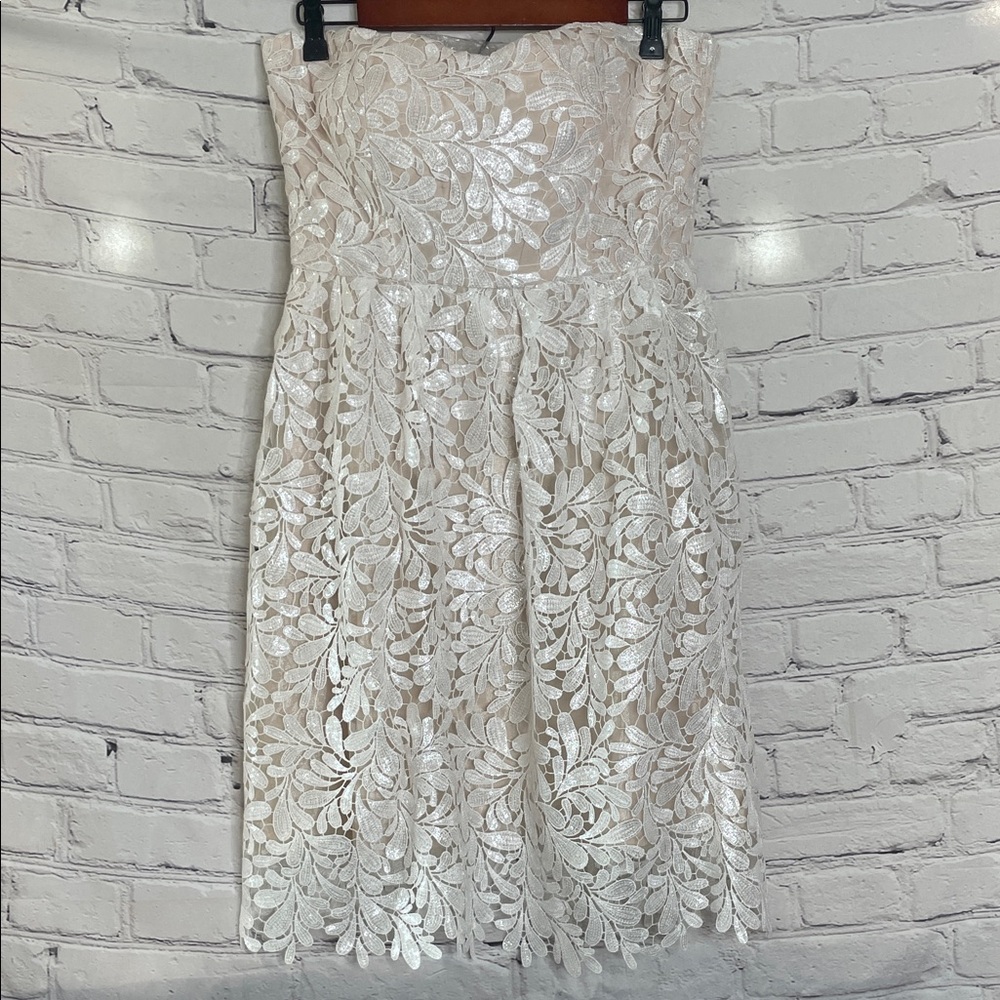 Minuet Elegant White Lace Strapless Dress Size Large Brand New W/Tags